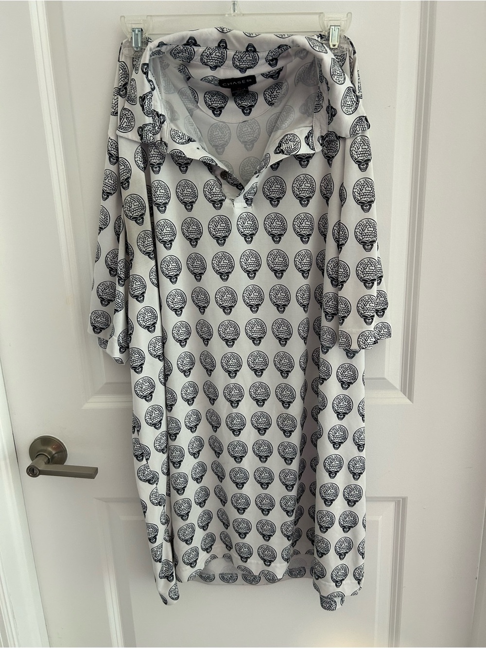 Chase 54 Relaxed White Skull Patterned Men’s Polo